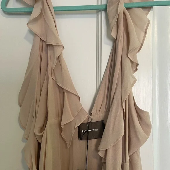 Reformation Champagne Dress- Sz Large/ 10 - Picture 3 of 5